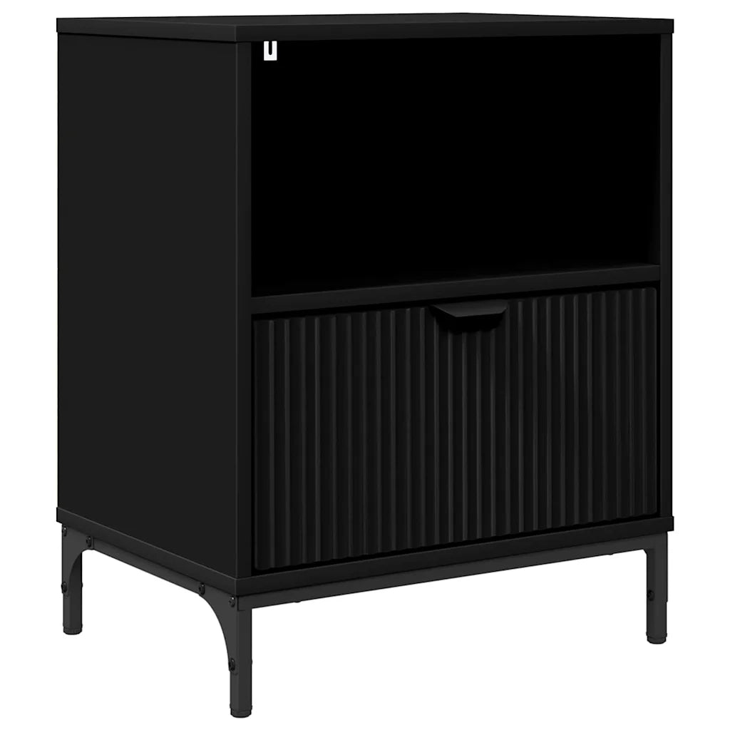 Comodino | Armadio da Notte | Mobiletto da notte Nero 49 x 36 x 61 cm Legno multistrato