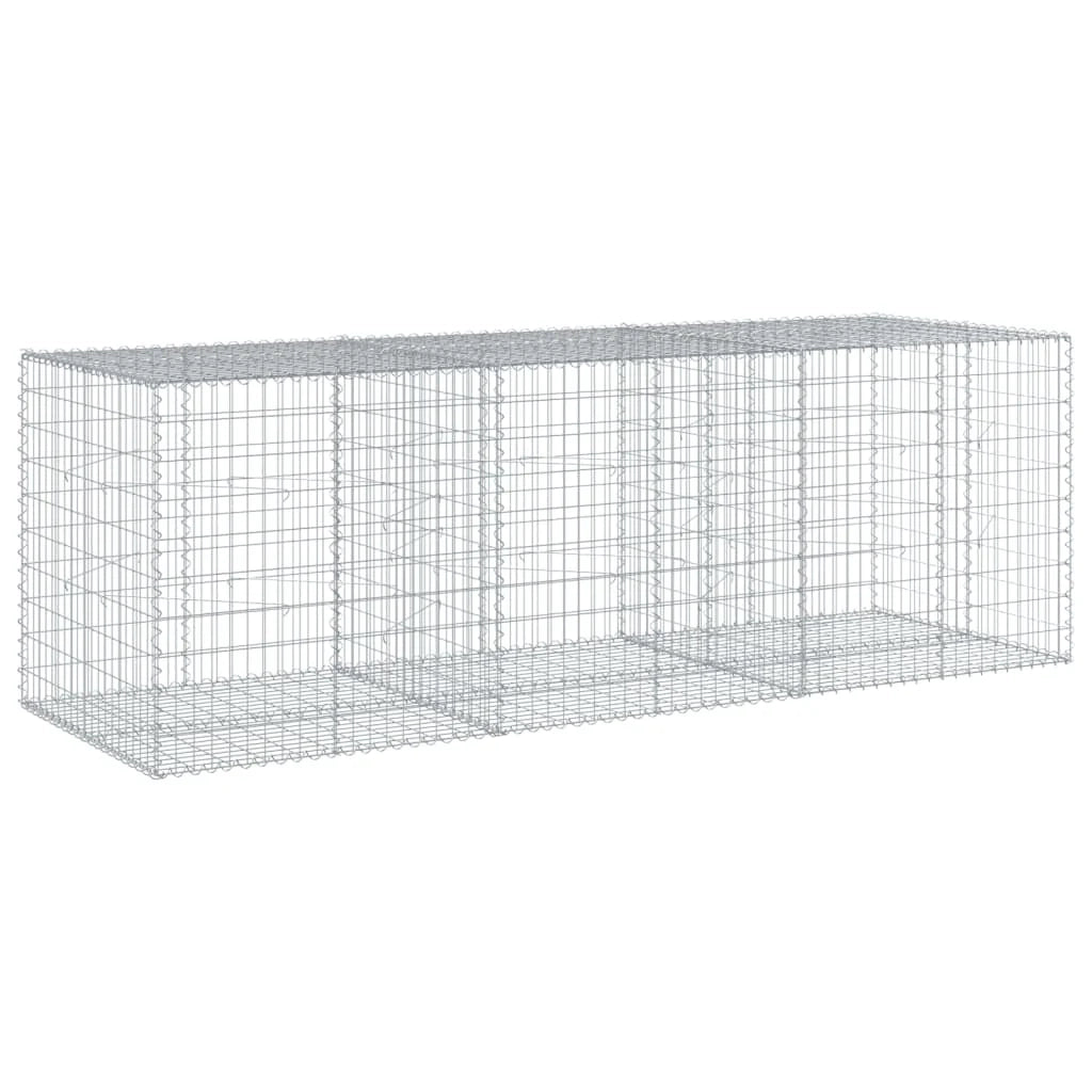Gabbione recinto a gabbia muro di contenimento con coperchio 300 x 100 x 100 cm ferro zincato argento 02_0040149