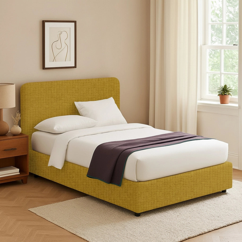 Slough, Letto Singolo Sfoderabile Made in Italy, Giallo Ocra