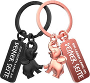 Sleutelhangers per coppia - 2 elefanti con cuore - Cadeau I Love You - Regali d'amore per coppie e amiche