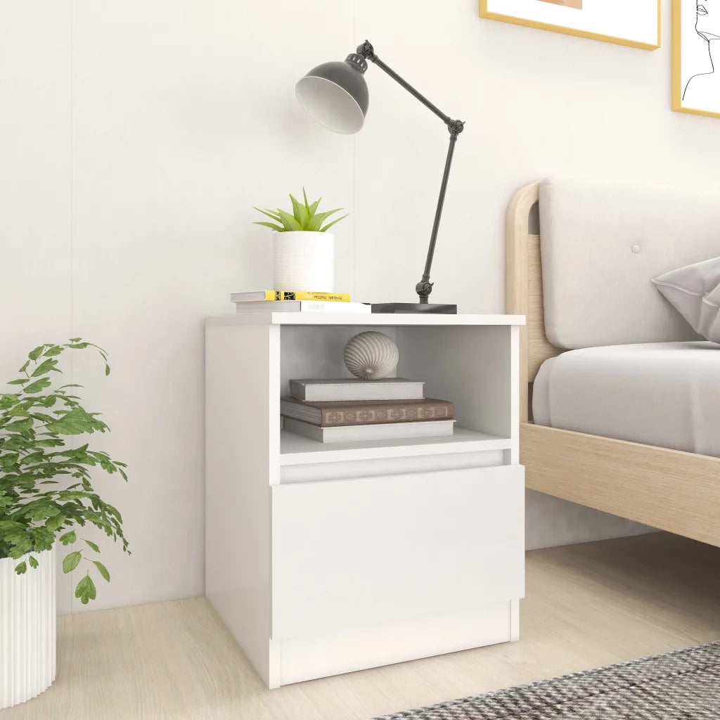 Comodino-Tavolino da notte Bianco 40x40x50 cm in Legno Multistrato 184634