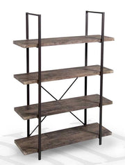 MONACO SCAFFALE A 4 RIPIANI REALIZZATO IN LEGNO E METALLO 100X33XH140 CM MARRONE
