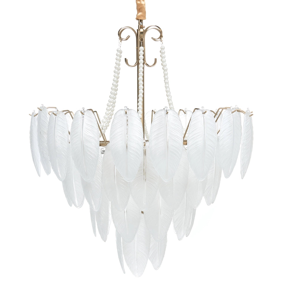 Lampadario in metallo vetro e ottone 60 cm Cristalli Stile Glamour