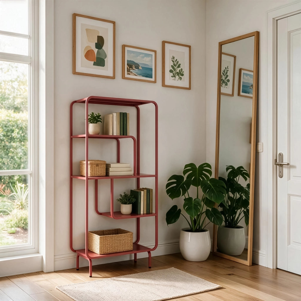 Console design in metallo rosso carminio CAPUCINE