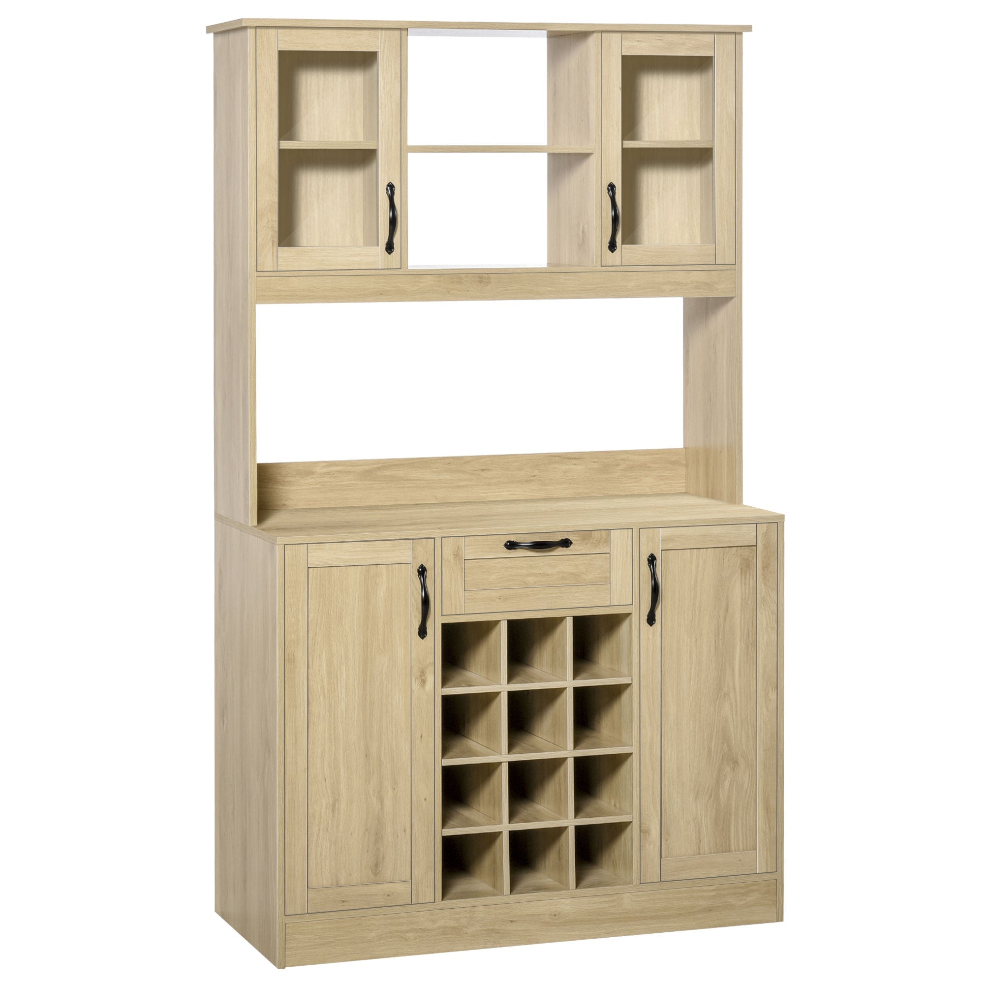 Mobile Credenza Alta da Cucina 106x48x180 cm in Legno Rovere