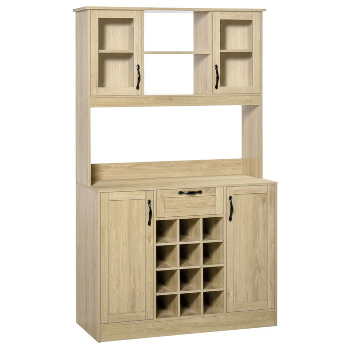 Mobile Credenza Alta da Cucina 106x48x180 cm in Legno Rovere