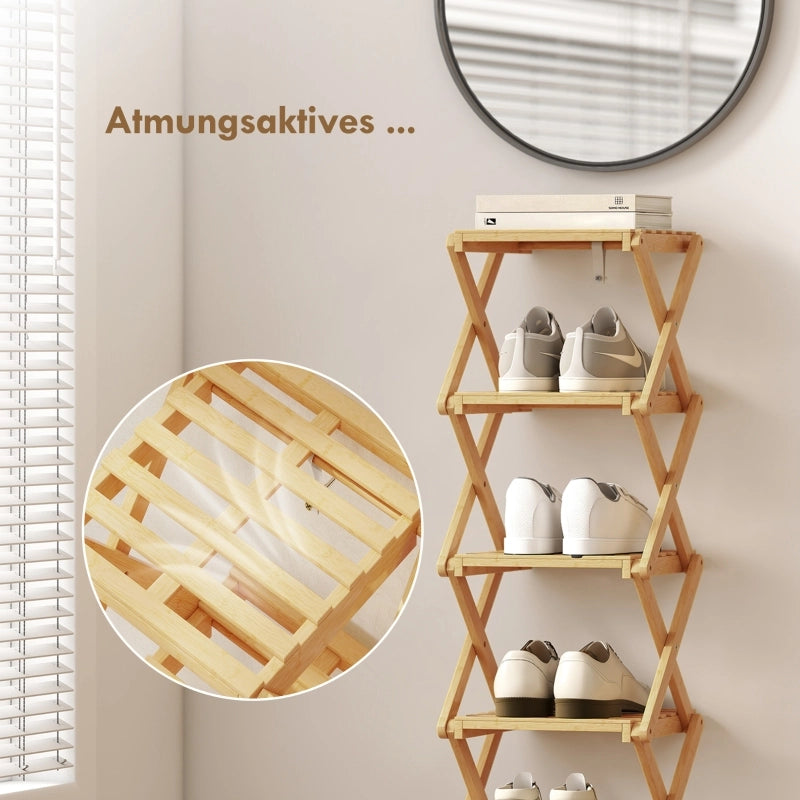 SCARPIERA pieghevole 30 x 29 x 108 cm Bambù naturale 6 livelli