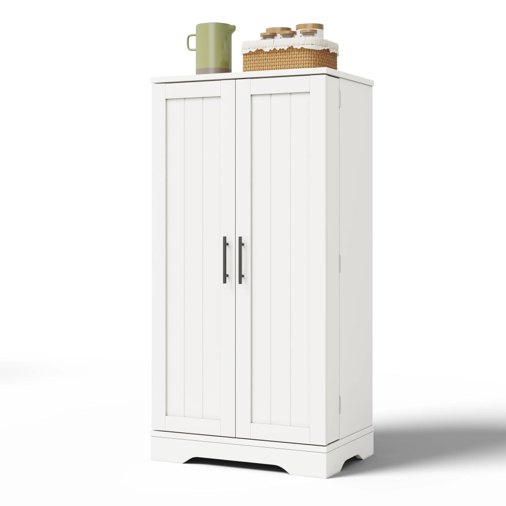 Armadio Cucina con Luce LED ¨C MINIMAL ¨C 2 Ante, Ripiani Regolabili, Bianco, 120x60x40 cm