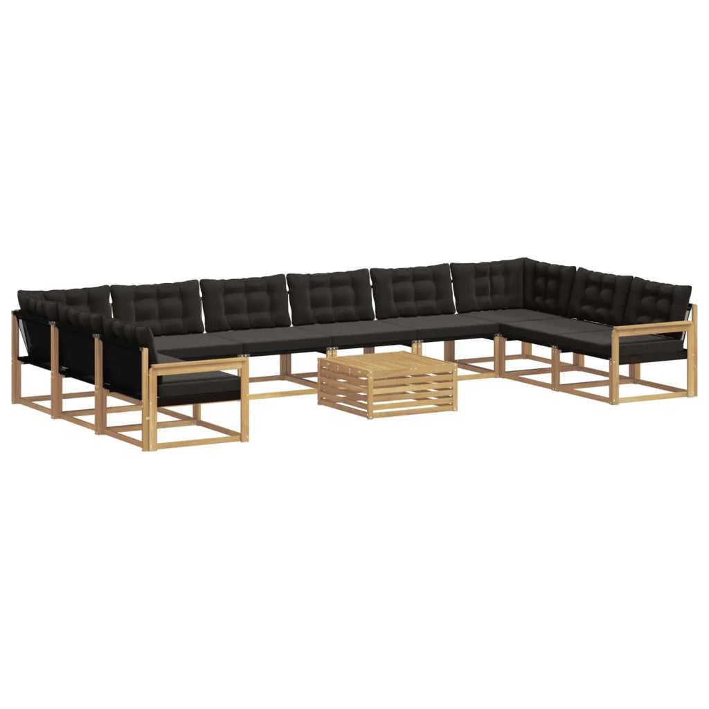 Set di divani da esterno 11 pz Bianco e Nero 3389134