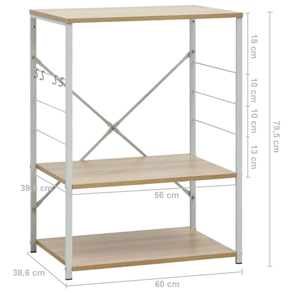 Mobile Microonde Bianco Rovere 60x39,6x79,5cm Legno Multistrato 288237