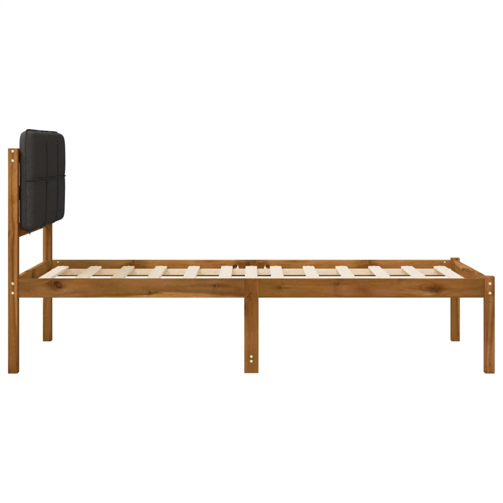 Letto con Testiera Rivestita Naturale e Grigio Scuro 904433