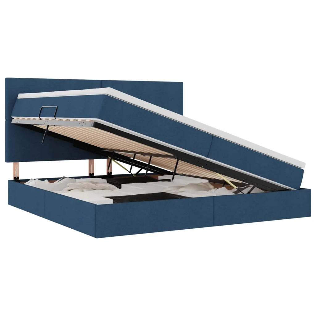 Letto con contenitore e LED con led Blu 200 x 200 cm Poliestere 3372380