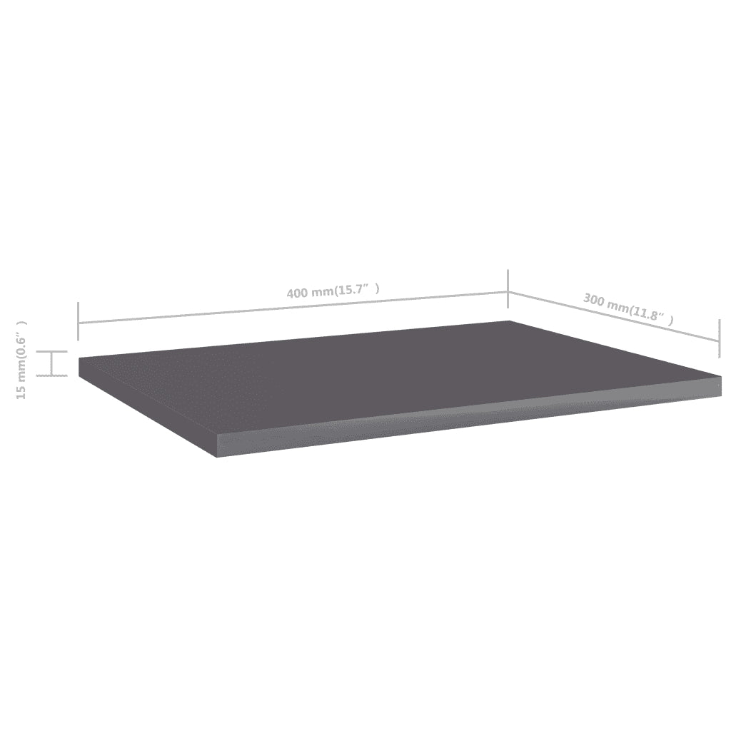 Ripiani per Libreria 4 pz Grigio Lucido 40x30x1,5 cm Truciolato cod mxl 59290
