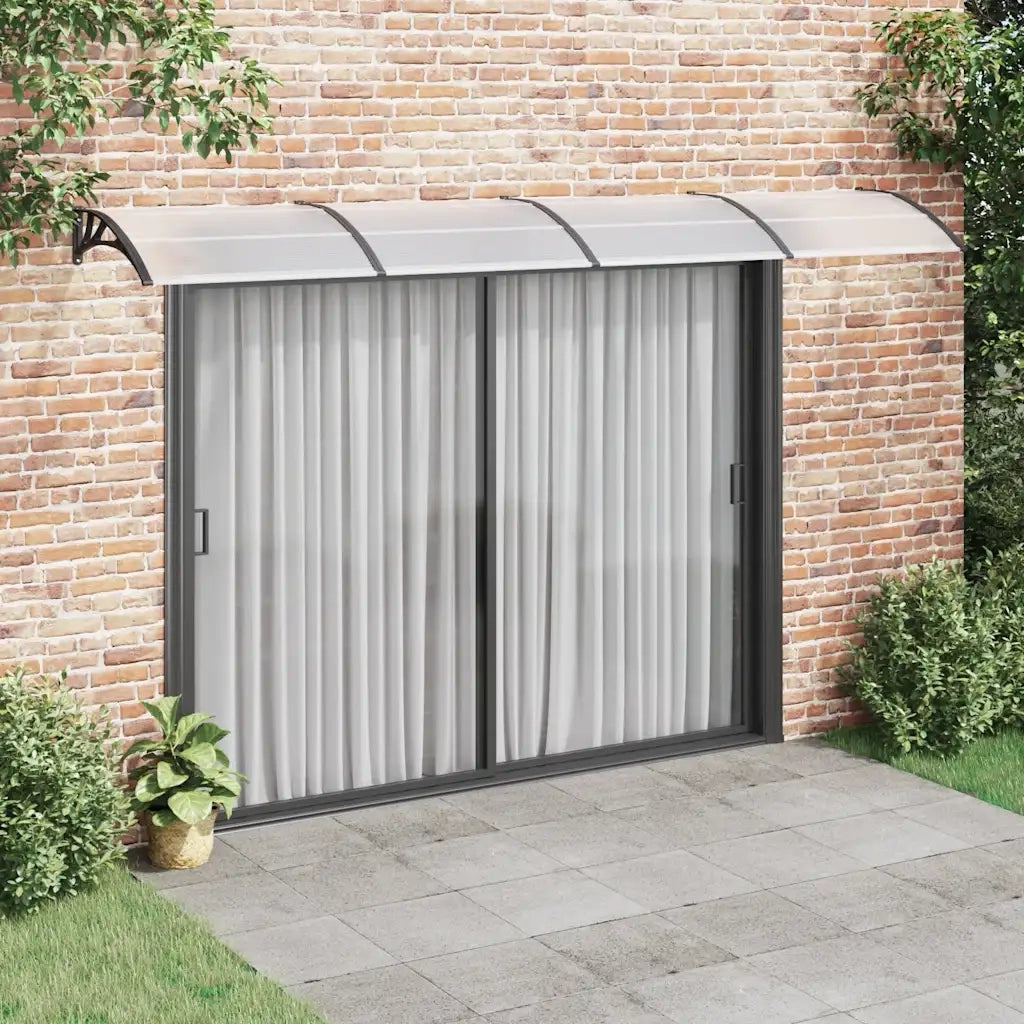 Tettoia per Porta Nero e Trasparente 400x75 cm in Policarbonato CFW4545707
