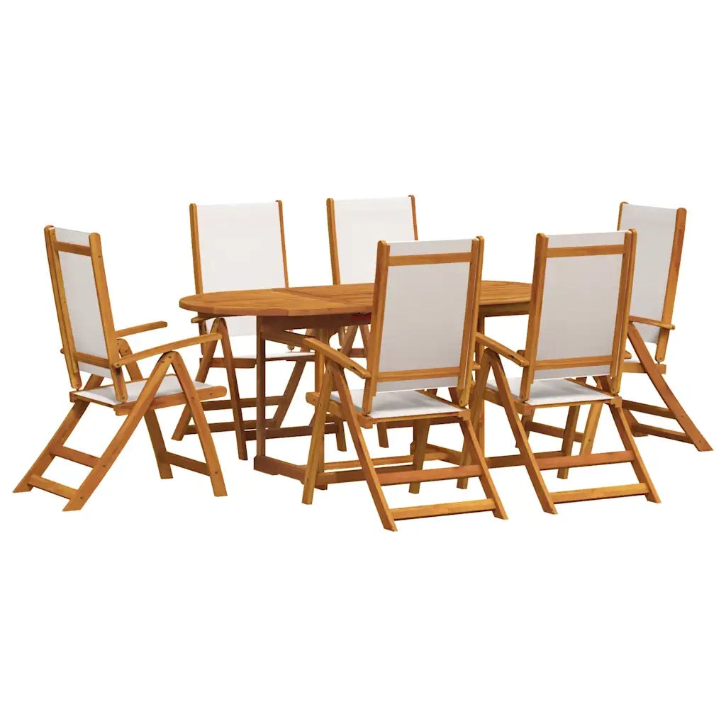 vidaXL Set Pranzo da Giardino 7pz Legno Massello di Acacia e Textilene