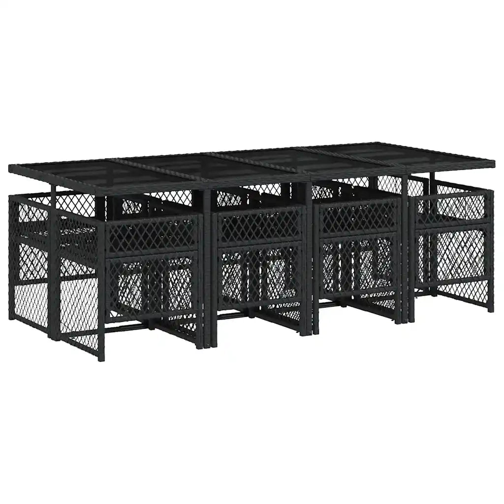vidaXL Set da Pranzo da Giardino 9 pz con Cuscini Nero in Polyrattan