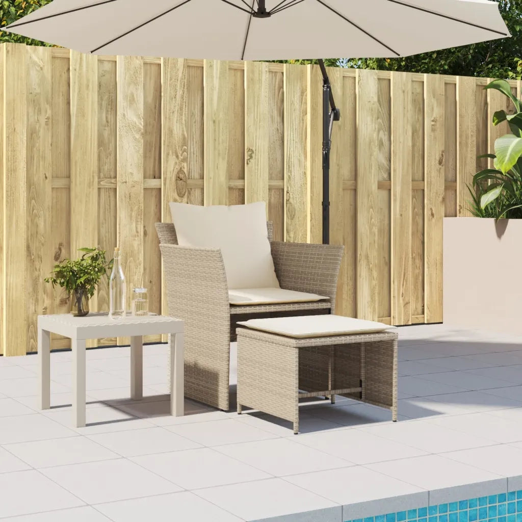 Sedia da Giardino con Poggiapiedi in Polyrattan Beige CFW6413452