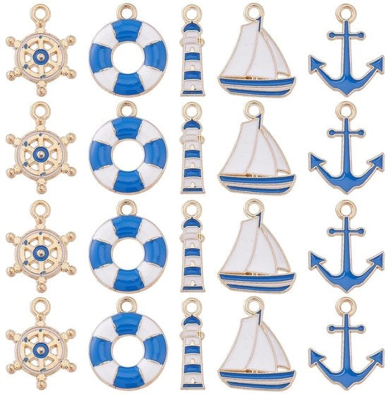 Set di Charms Nautici - 60 pezzi di Charms da Anello per Creare Gioielli