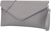 Borsa in pelle con cinturino da tasca da spalla elegante per occasioni speciali in pelle generica con cinturino da collo, 31,5x16,5cm, Saya G369 (grigio chiaro)