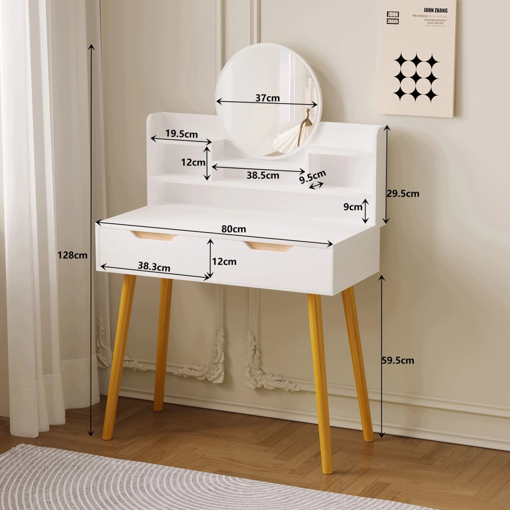 Moderna toeletta con specchio e cassetto capiente in stile scandinavo