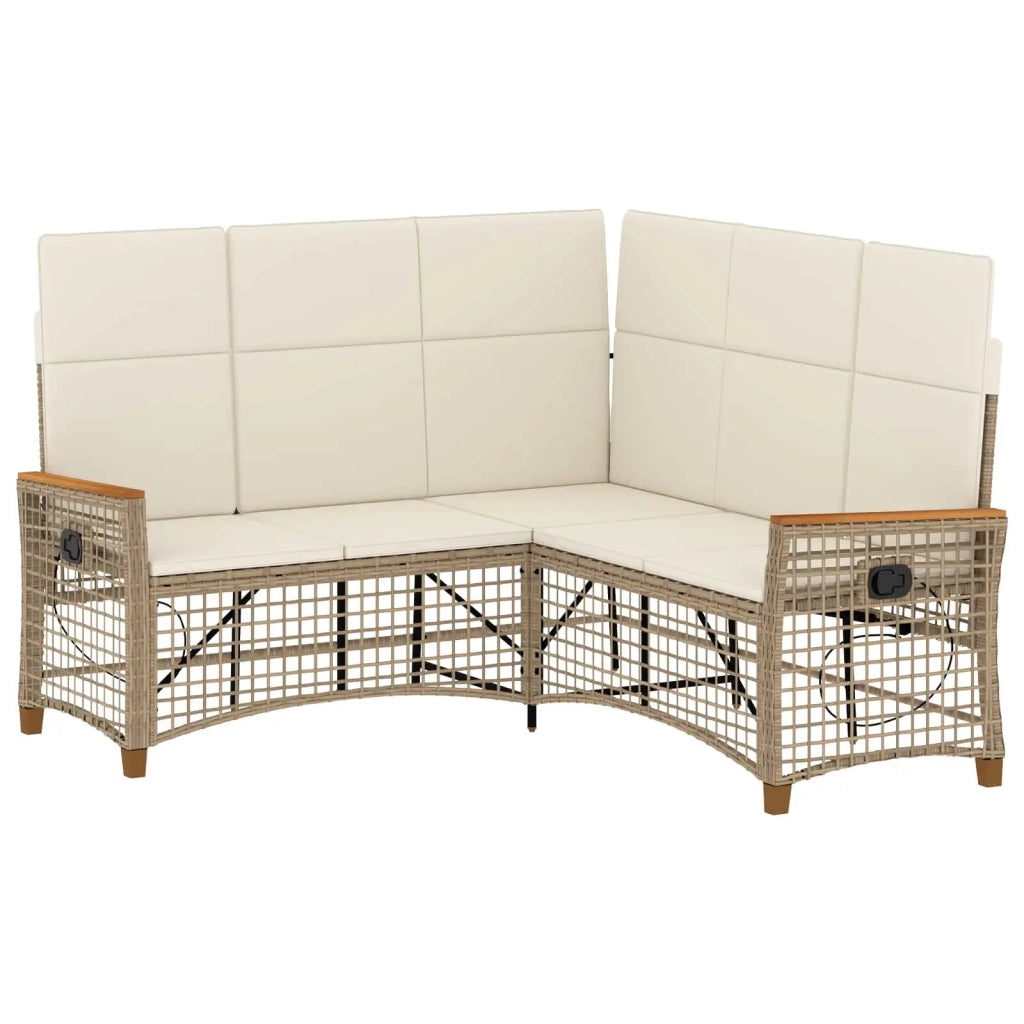 Set di Divani Recliner da Giardino Beige e Bianco Crema