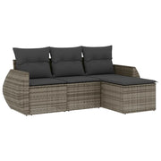 Set Divani da Giardino 4 pz | Set Salotto da Giardino con Cuscini in Polyrattan Grigio