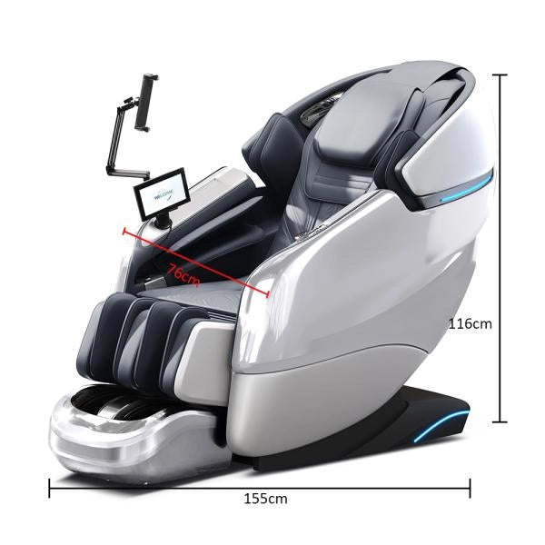 Poltrona massaggiante full body con riscaldamento, guida SL, Bluetooth, Bianco