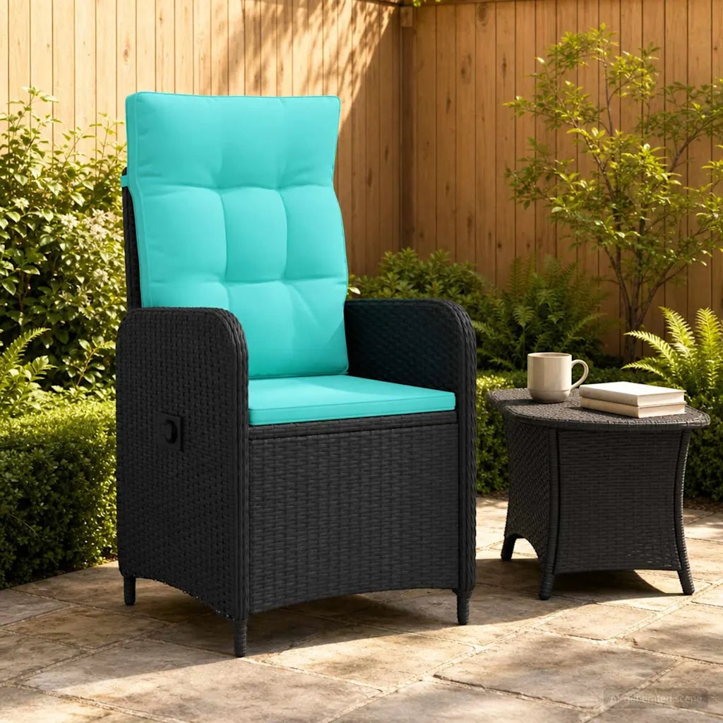Sedia da giardino reclinabile Nero e Turchese polyrattan 42027159