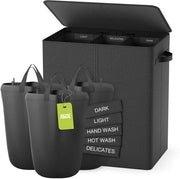 Wastino extra grande 160L a 3 cassetti con coperchio, organizzatore per la camera da letto in grigio scuro