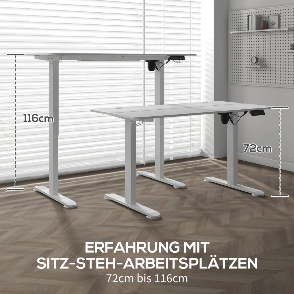 Scrivania lineare elettrica regolabile in altezza con 4 memorie e anti-collisione per ufficio bianco 140 × 70 cm