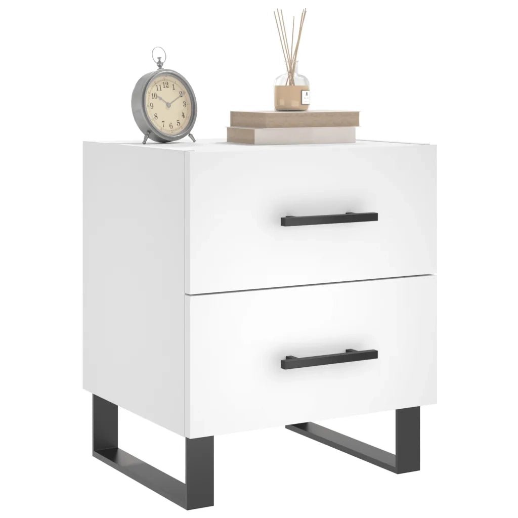 Comodino Bianco 40x35x47,5 cm in Legno Multistrato 827356