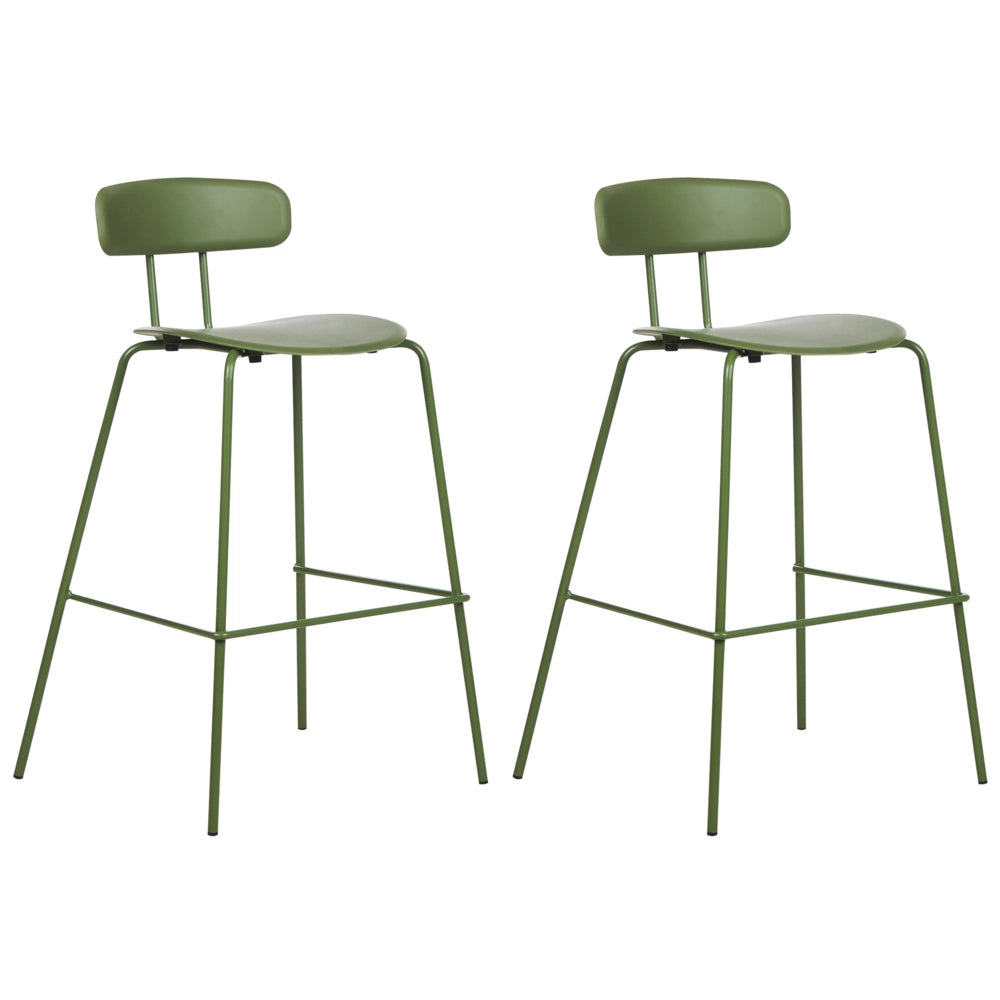 Set di 2 sedie da bar Seduta in plastica verde Sgabelli da bar altezza banco Gambe in metallo