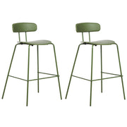Set di 2 sedie da bar Seduta in plastica verde Sgabelli da bar altezza banco Gambe in metallo