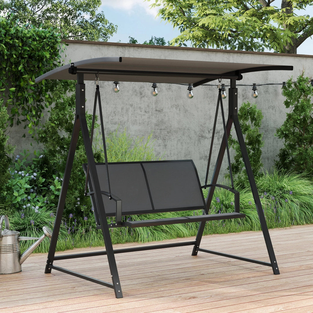 Altalena da Giardino 2 Posti con Tettoia ¨C zephmum ¨C Grigio 160x112x162 cm