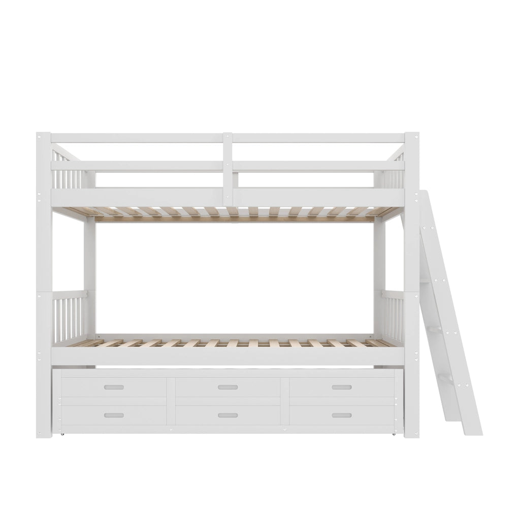 Letto a castello funzione letto estraibile in pino e mdf 90x200 cm