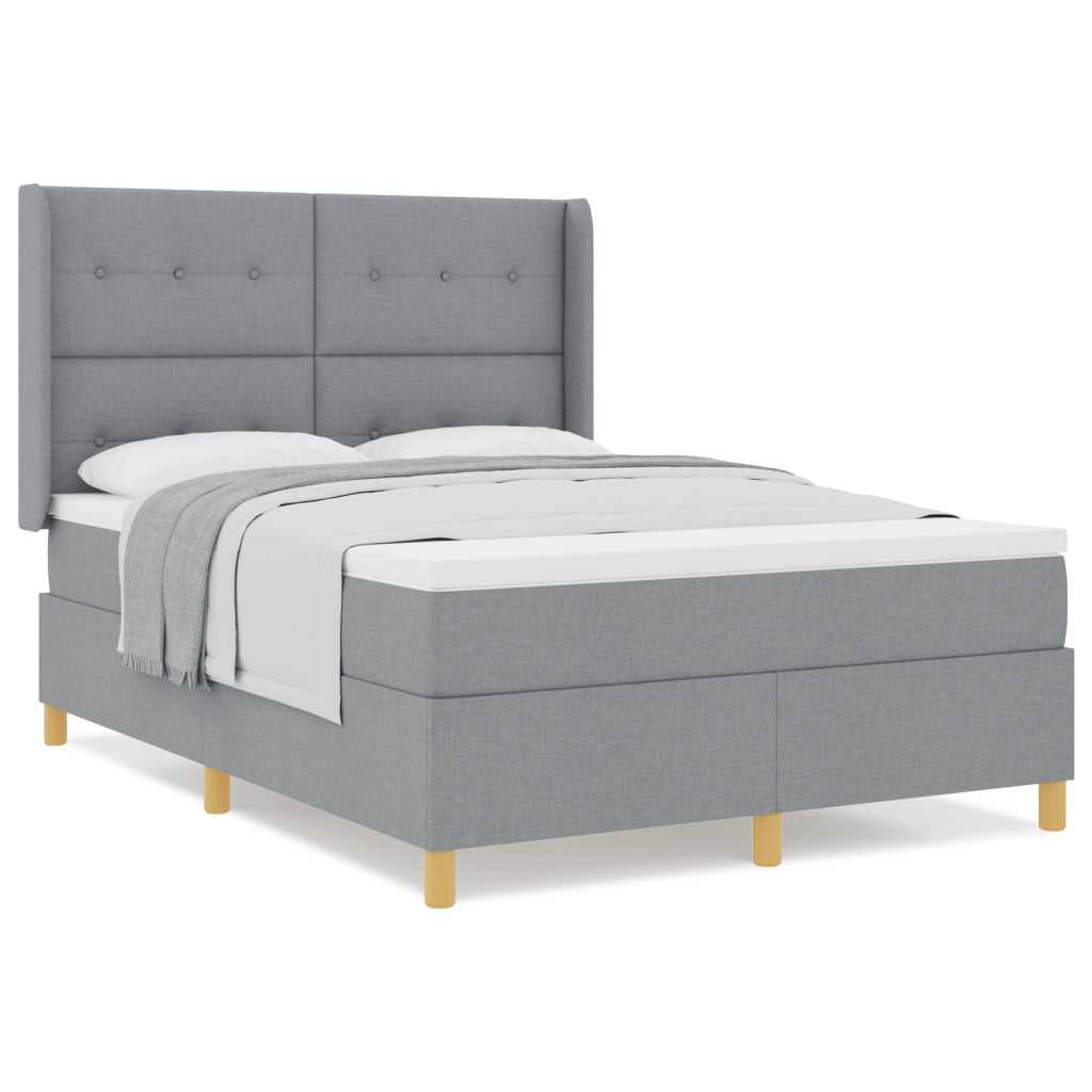 Letto a Box con Materasso Grigio Chiaro 160x200 cm Tessuto