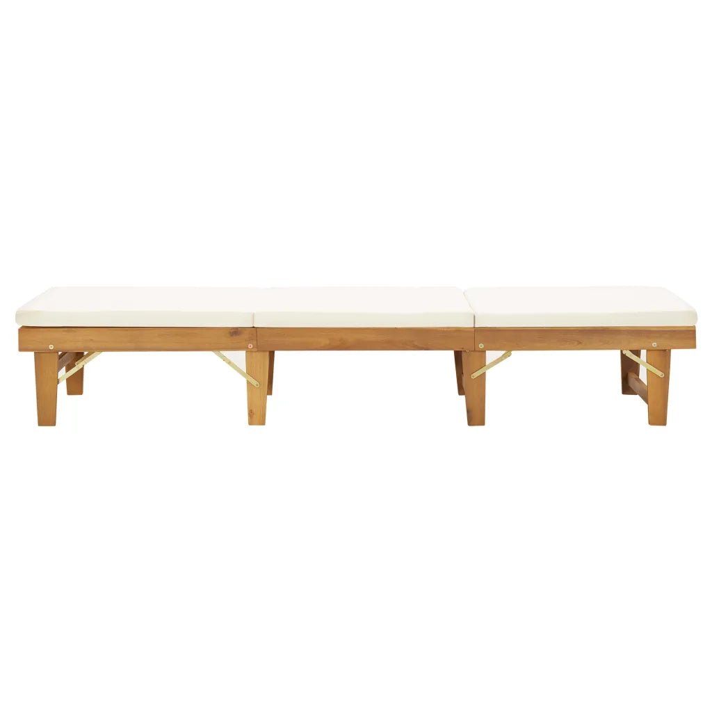 Lettino Prendisole Pieghevole con Cuscino in Massello di Acacia 46490