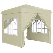 Gazebo di circa 2.5x2.5m gazebo pieghevole Stable Winterproof Pop-up idropelente protezione UV 50+ tenda da giardino pieghevole con 4 parti laterali Gazebo da giardino per campeggio bianco crema