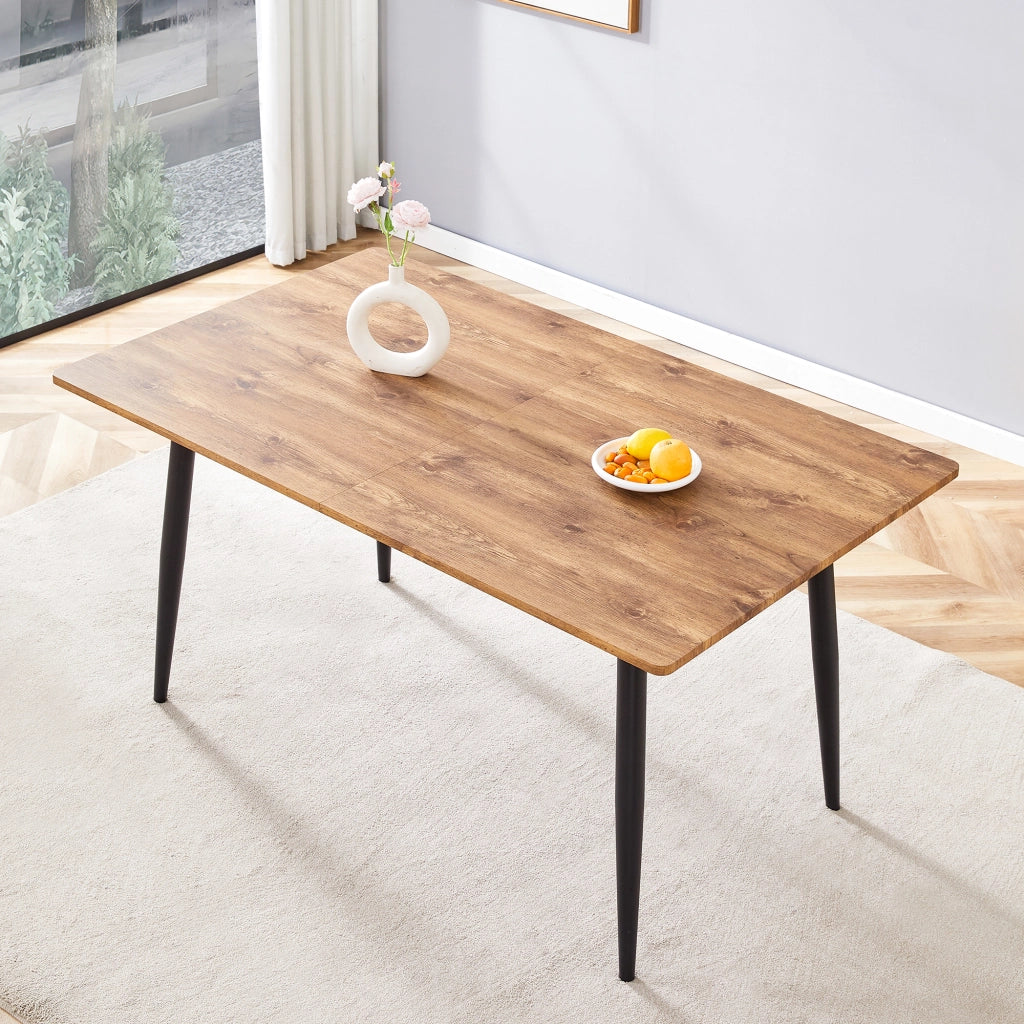 Tavolo da pranzo rettangolare industriale in MDF effetto legno con gambe in metallo nero