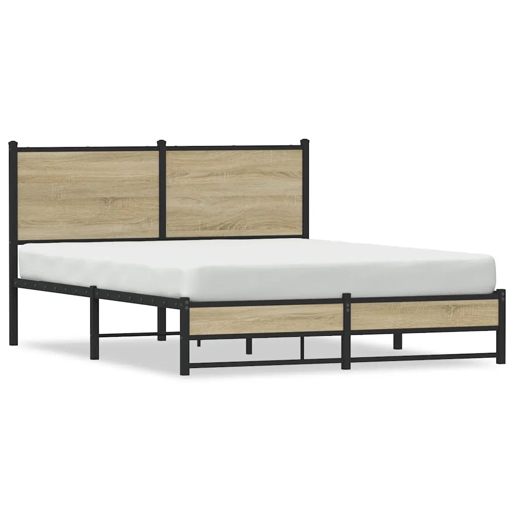 vidaXL Giroletto senza Materaso in Metallo Rovere Sonoma 150x200 cm