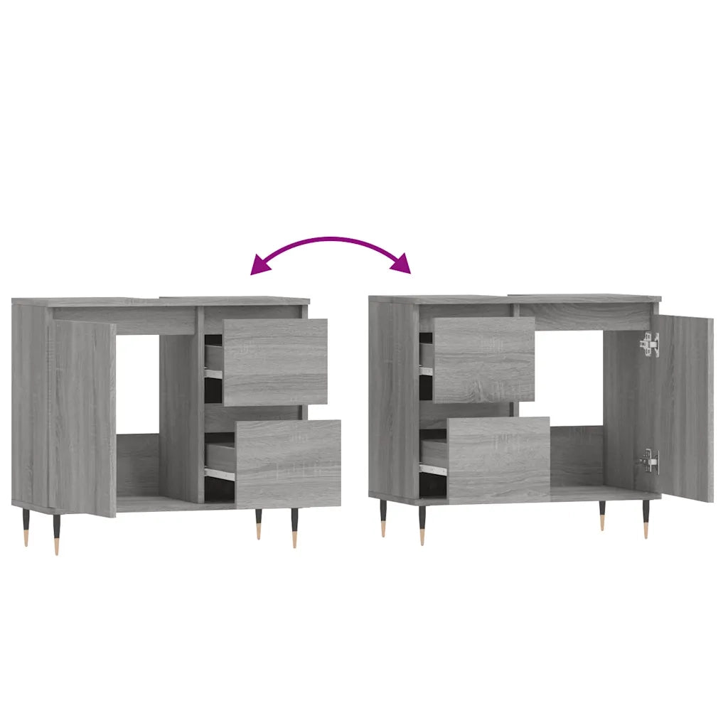 Armadietto Bagno | Armadio da bagno Grigio Sonoma 65x33x60 cm in Legno Multistrato