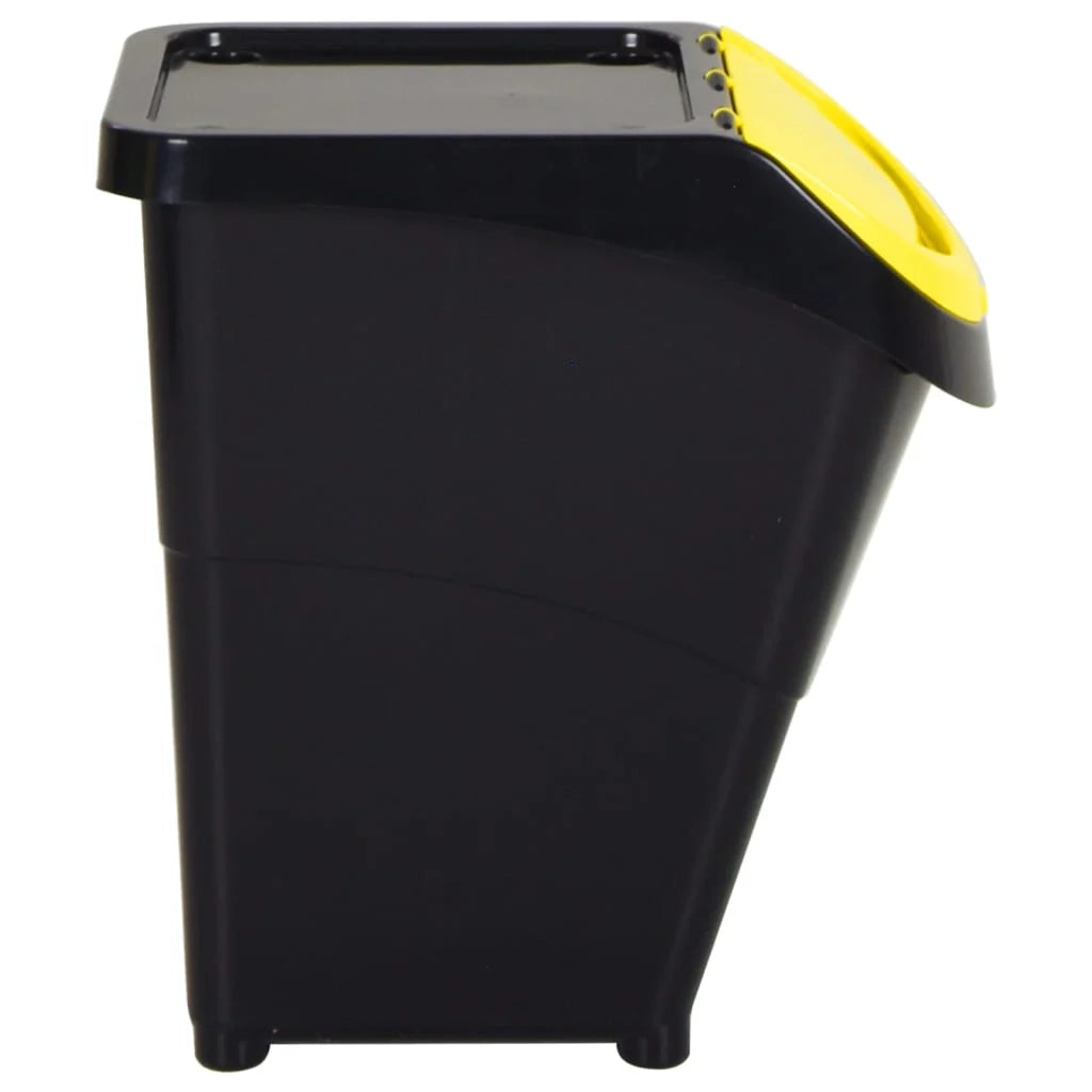 Contenitori impilabili con coperchio 3 pezzi PP 120 litri nero 02_0006089