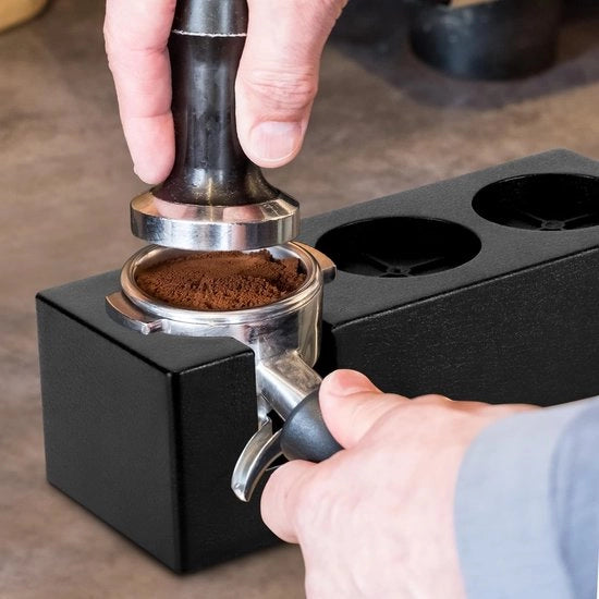 Stazione di tampone universale per caffè 58 mm, nero, progettata per essere stabile e regolabile in altezza, stazione per la posa dei filtri