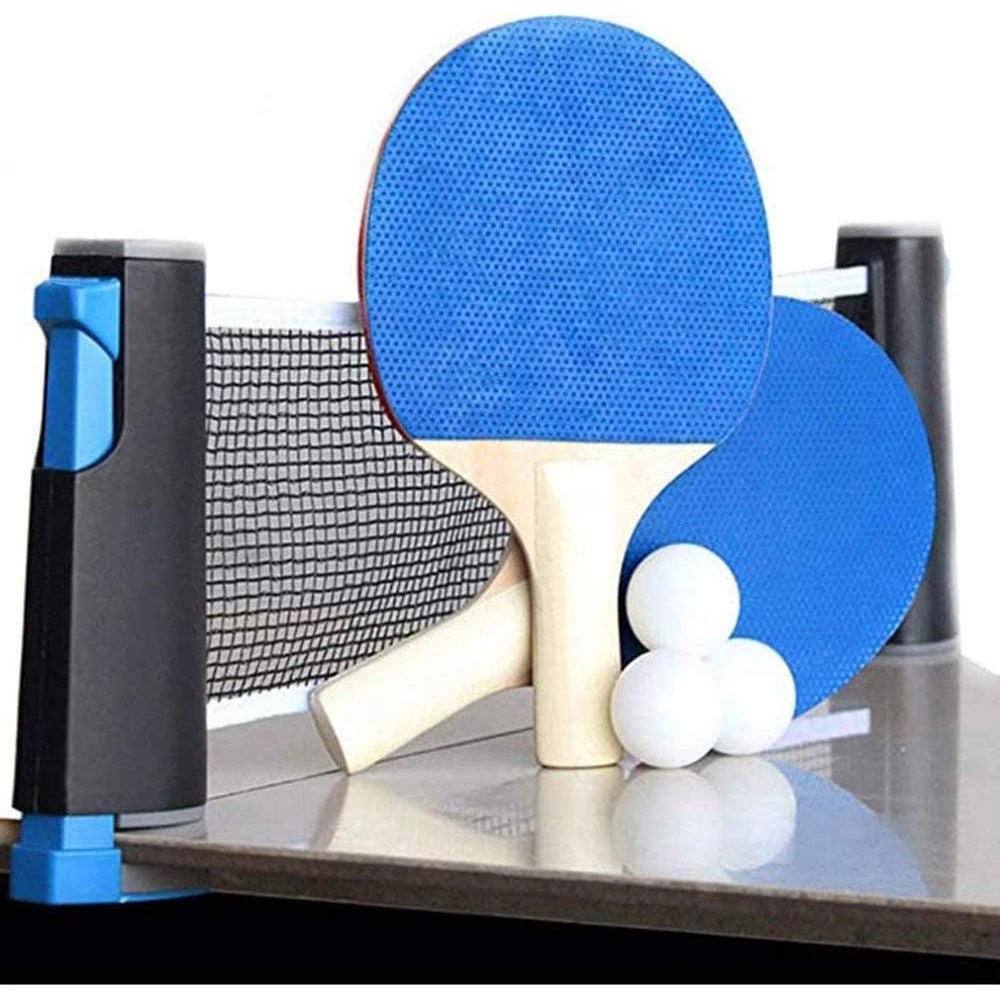 Trade Shop - Set Racchette Ping Pong Con Staffa A Rete Retrattile Morsetti Palle Pali Tennis -