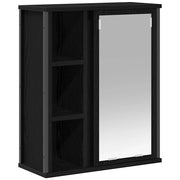 Pensile da Bagno | Armadio da bagno con Specchio Rovere Nero 50x21x60 cm