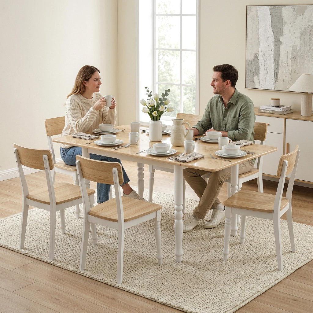 Tavolo Pieghevole da Pranzo Allungabile Legno Naturale ¨C zephmum ¨C 2-6 Persone