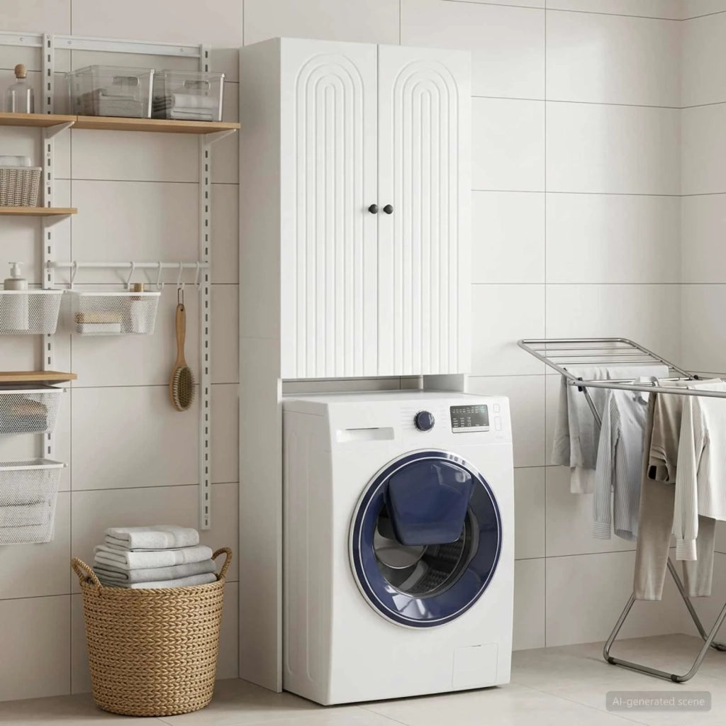 Mobile Bagno ALKMAAR Bianco Lucido 66 x 25,5 x 190 cm 896259