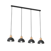 Lampada a sospensione Seco in acciaio nero e legno
