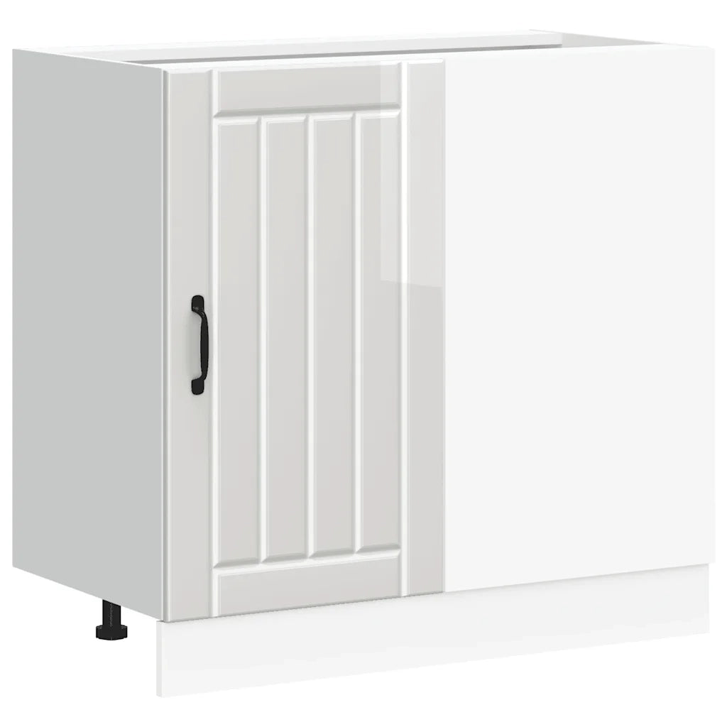 Mobiletto da cucina-Armadio da cucina "Lucca" Bianco lucido in legno ingegnerizzato 282479