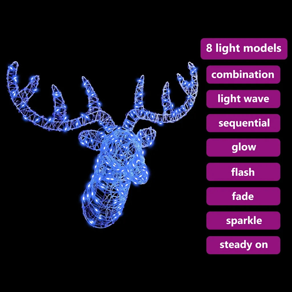 Testa di Renna con 140 LED Blu 68 x 36,5 x 62,5 cm Acrilico CFW6705049